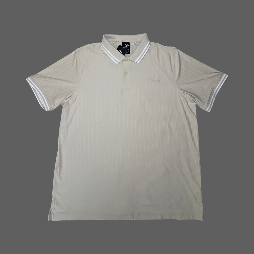 Puma x Porsche Legacy Pinstripe Polo Shirt – Desert Suede / Size XL